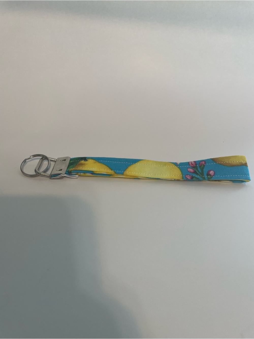 Yellow Lemon Print Wristlet Key Fob - Women Accessories